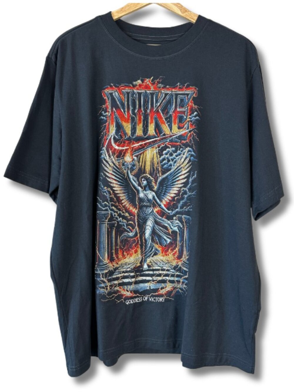 Nike Goddess of Victory Graphic T-Shirt Womens Large Oversized NWT Dark Gray